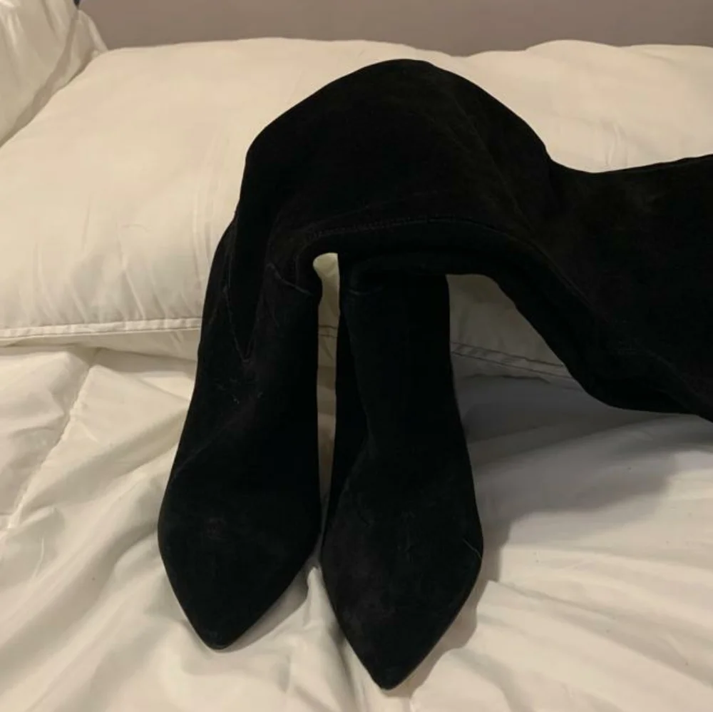 MK suede boots with accent heels - Picture 3 of 5